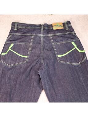 Baggy Jean Men 36x34 Black Embroider y2k Evolution in Design